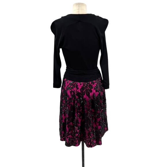 Diane Von Furstenberg Jewel Wrap‎ Dress Floral Embroidered Black Pink Size 8 - Picture 7 of 12